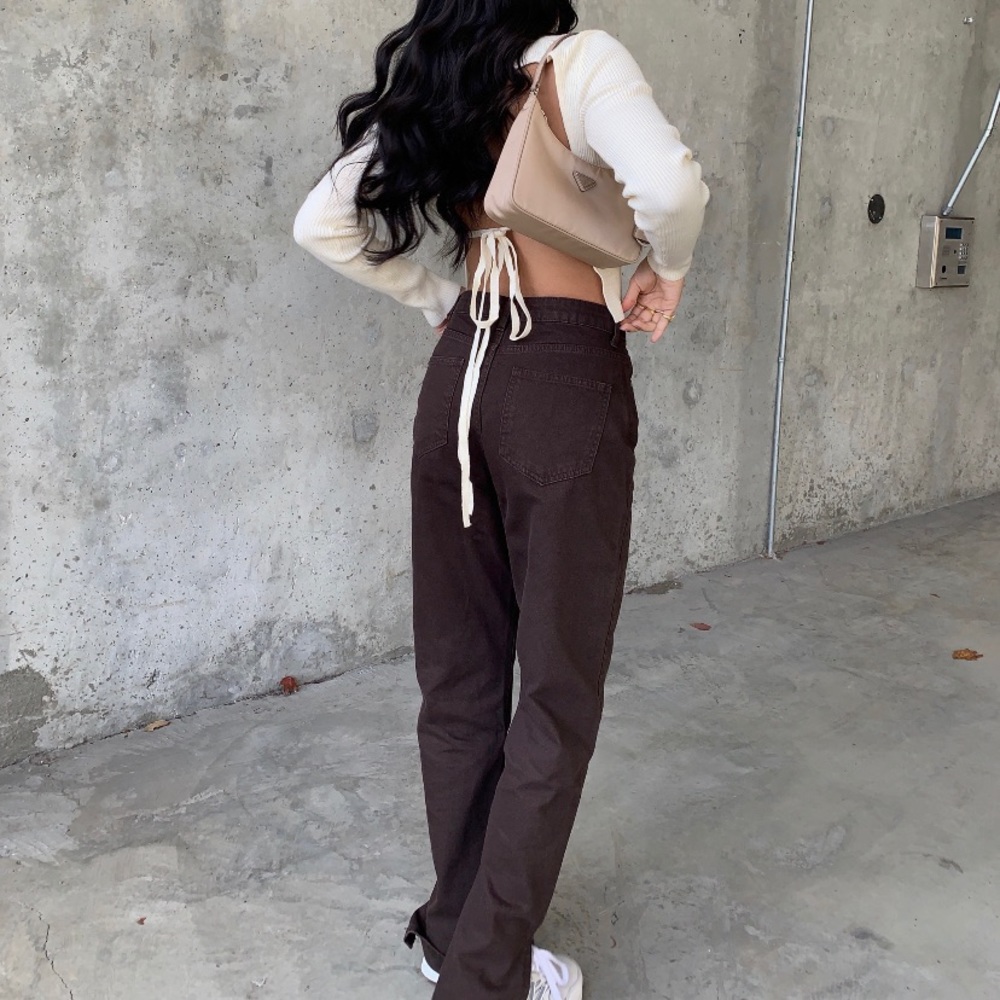 Brown split hem jeans